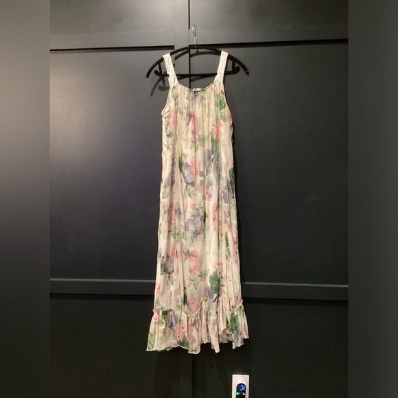 Soft Surroundings Pastel Floral Print Layered chiffon cottagecore maxi dress - Picture 7 of 14